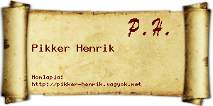 Pikker Henrik névjegykártya
